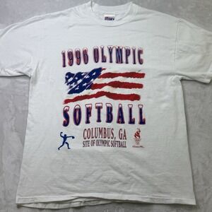 Vintage 1996 Olympic Softball Atlanta‎ USA Hanes Beefy T Shirt Large